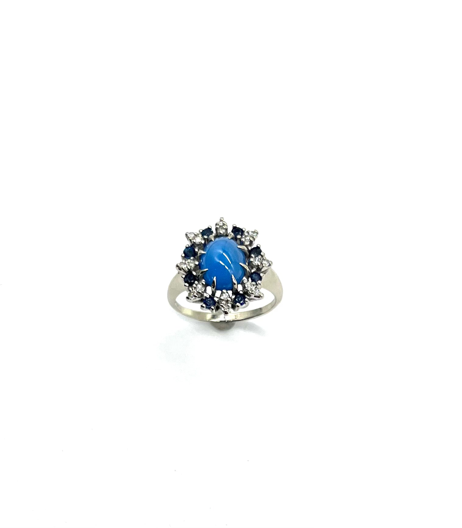 Exquisite White Gold Lindy Star Sapphire Ring with Diamonds & Blue Sapphires | Elegant Jewelry for Women | Perfect for Weddings, Anniversaries & Special Occasions