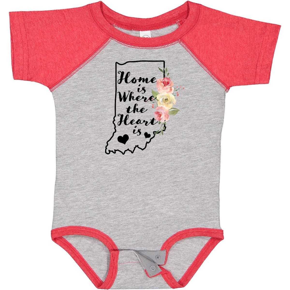 Inktastic Indiana Home is Where The Heart is Watercolor Baby Bodysuit - Soft & Cute Infant Onesie for Newborns, Baby Showers, and Family Photos