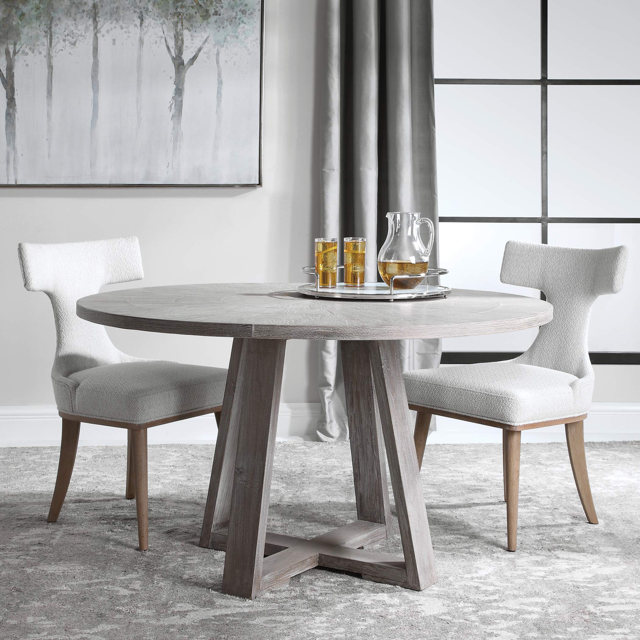 Gidran Gray Dining Table - Modern Solid Wood Table for Kitchen, Dining Room, and Small Spaces