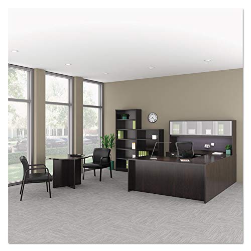 Alera RL4319E Reception Lounge Series Guest Chair - Espresso/Black Leather - Comfortable Office Waiting Room Chair for Reception Areas, Lobbies & Guest Seating