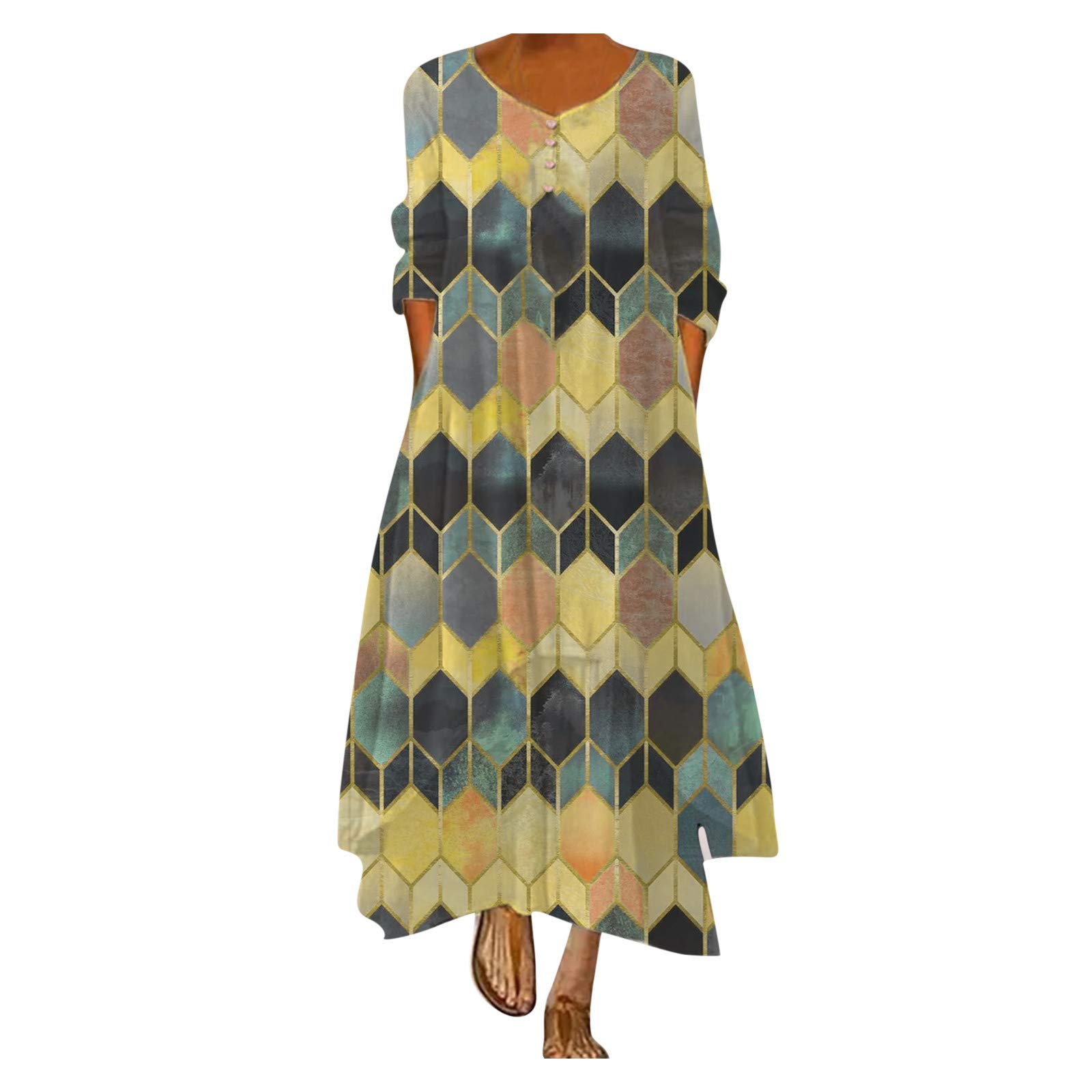 Holzkary Women's Casual Long Sleeve Maxi Dress - Loose Flowy Beach Party Dress for Spring & Summer | Perfect for Vacations, Weddings & Outdoor Events