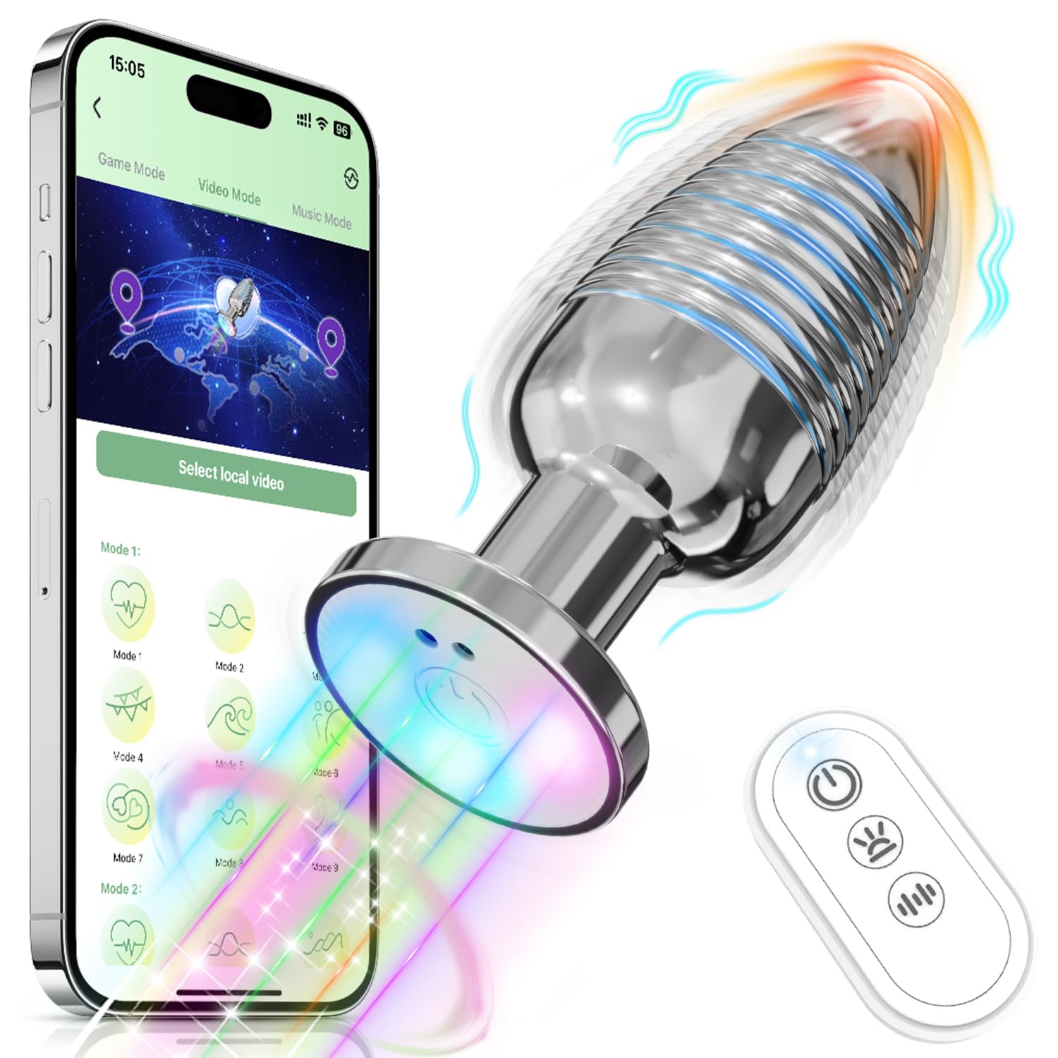 Premium Anal Plug Sex Toy for Men & Women - Vibrating Butt Plug with Remote Control & App, Prostate Massager, Light-Up Anal Trainer - Perfect for Couples Play, Solo Exploration & Sensual Enhancement