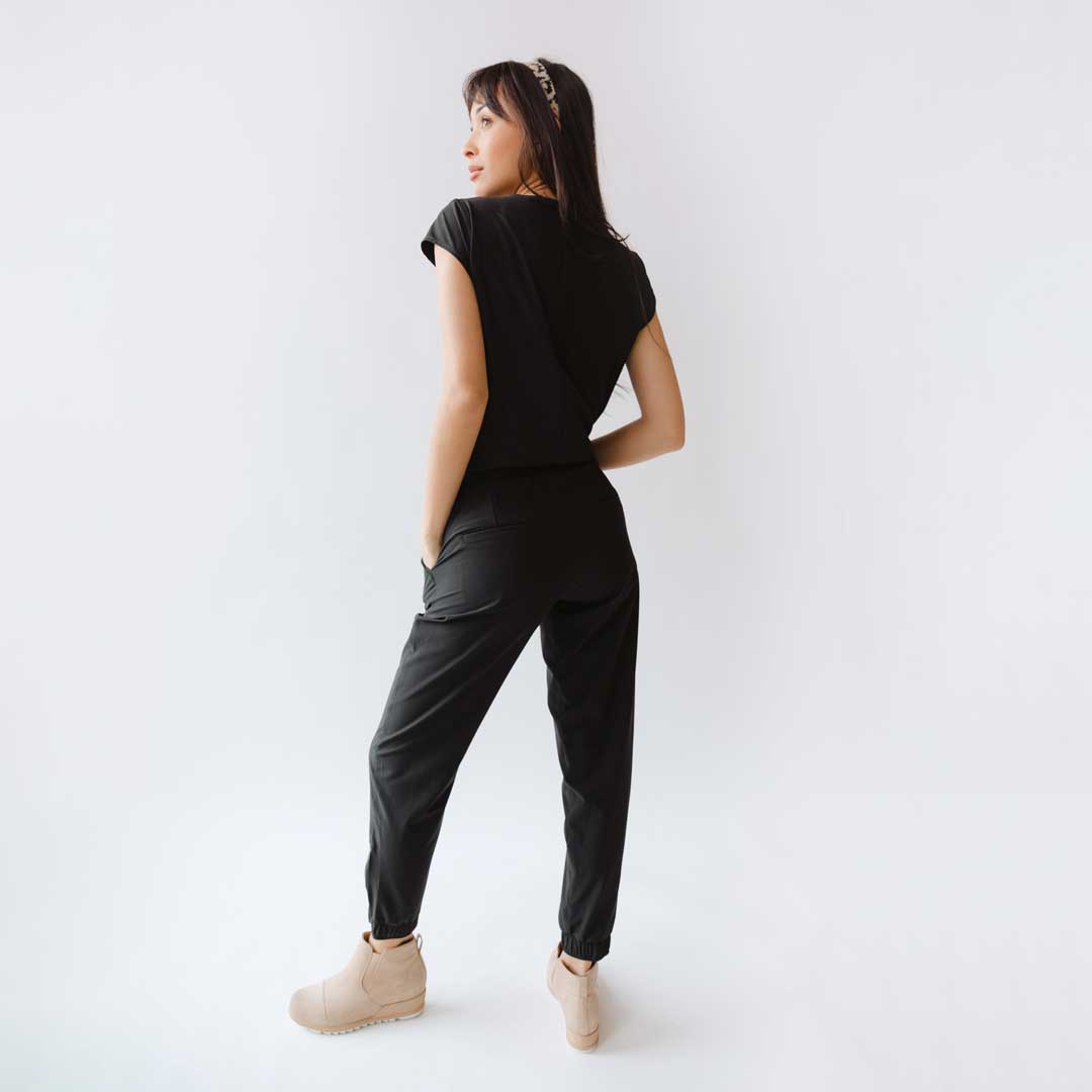 Stylish Black Jumpsuit for Women - Trendy One Piece Romper with Pockets | Perfect for Casual Outings, Date Nights & Summer Vacations