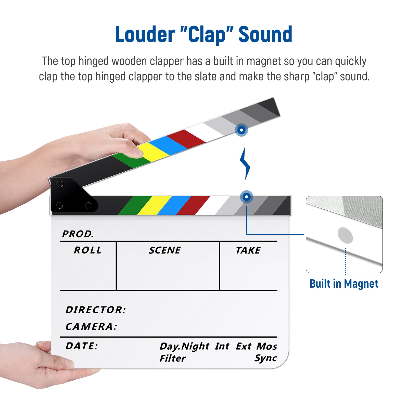NEEWER Acrylic Plastic Film Clapboard - Professional Movie Director's Slate with Dry Erase Surface - Perfect for Film Making, Video Production & YouTube Content Creation