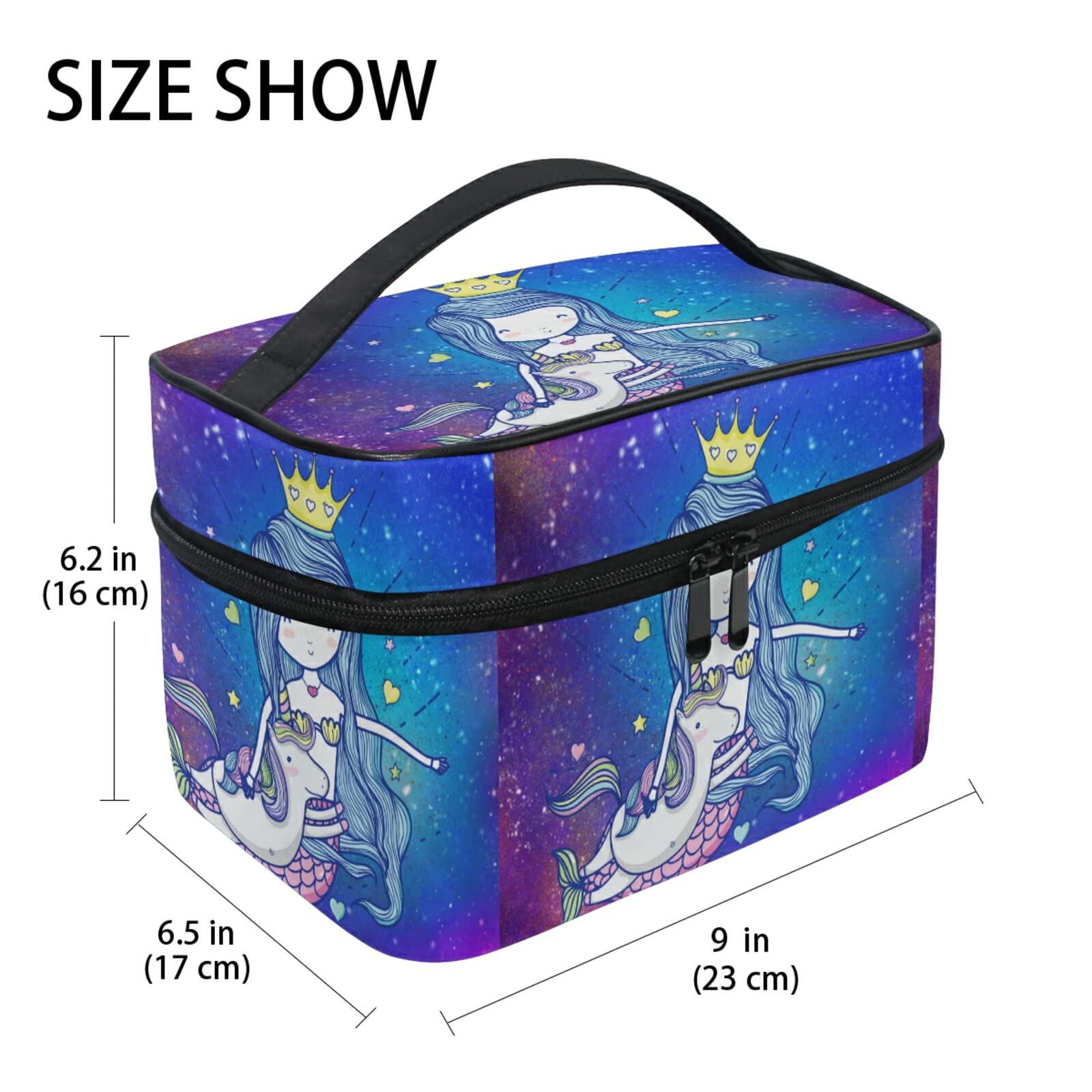 Cute Space Themed Mermaid Unicorn Makeup Bag for Women - Waterproof Cosmetic & Toiletry Travel Organizer - Perfect for Travel, Gym, and Daily Use