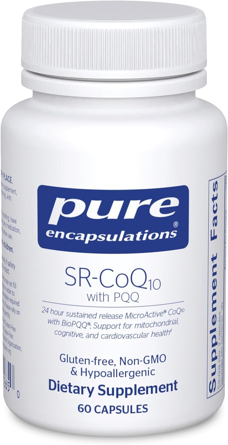 Pure Encapsulations SR-CoQ10 with PQQ - Heart Health Support Supplement - Sustained Release Coenzyme Q10 & Pyrroloquinoline Quinone - Antioxidant Formula for Cardiovascular Wellness - Gluten Free, Vegetarian & Non-GMO - 60 Capsules - Supports Energy Production & Cellular Health for Active Adults
