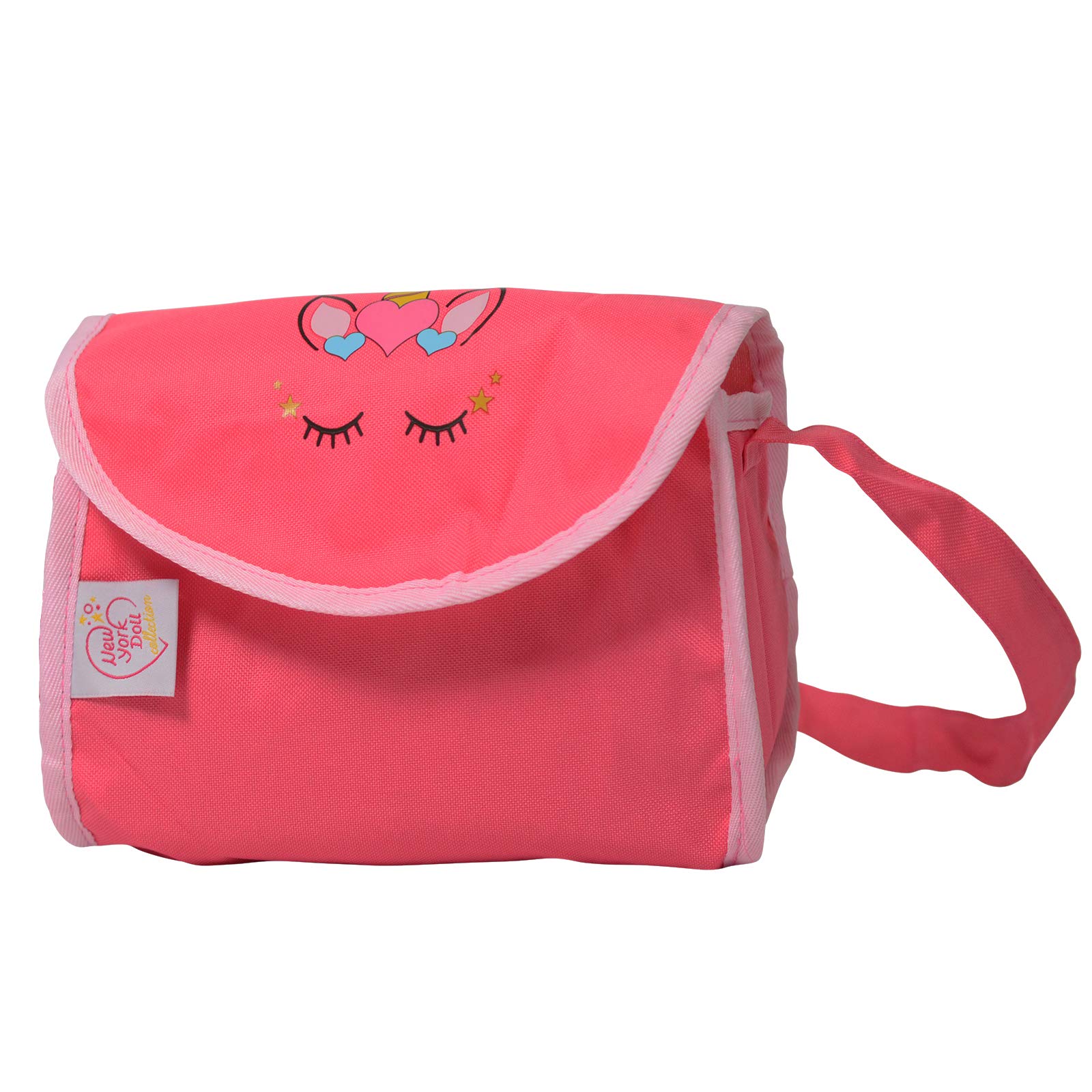 New York Doll Collection Unicorn Diaper Travel Bag with Baby Lotion, Powder & Changing Mat - Perfect for Doll Care, Travel & Playtime Adventures