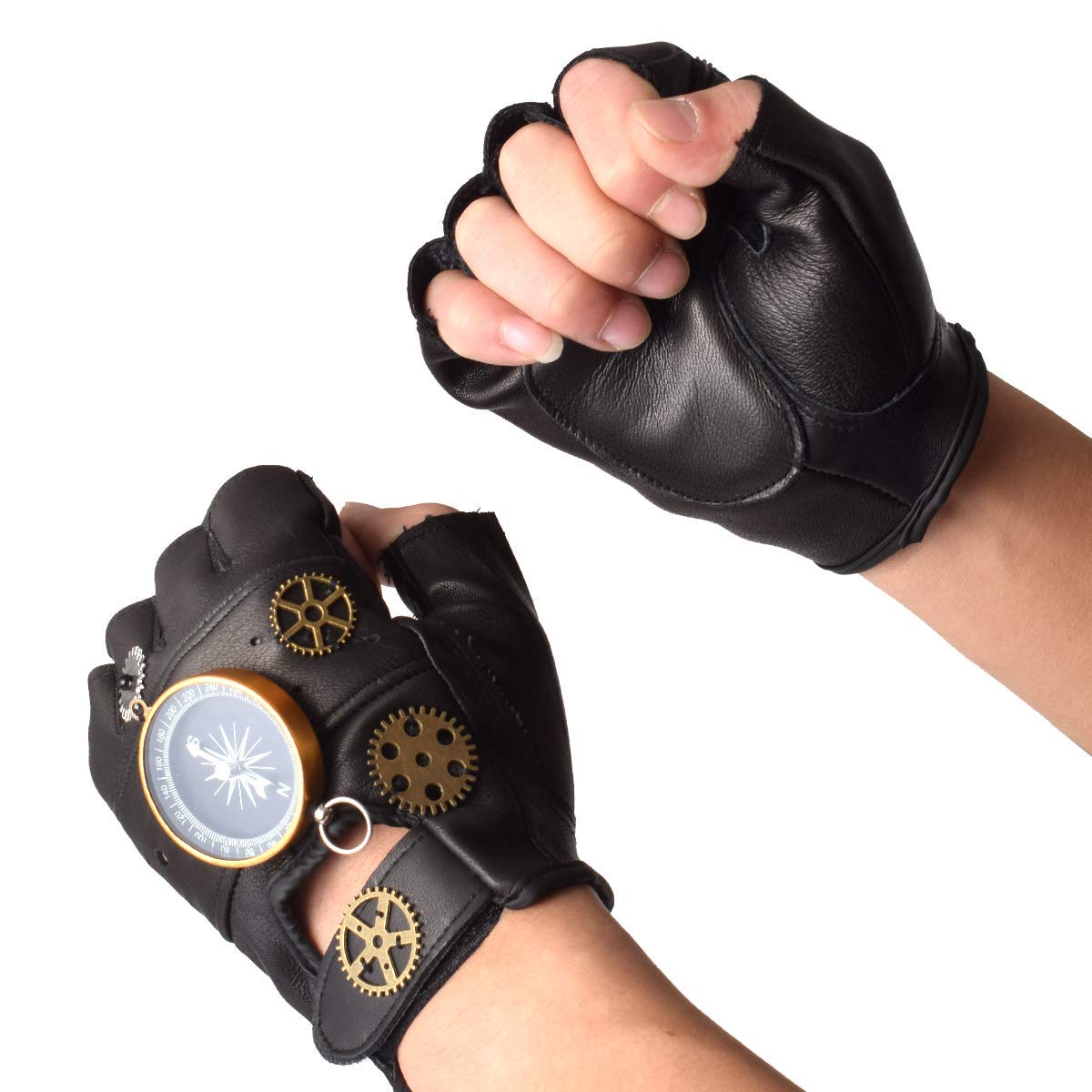 GRACEART Steampunk Costume Set - Victorian Top Hat, Bow Tie & Gloves for Cosplay, Halloween, LARP & Gothic Fashion