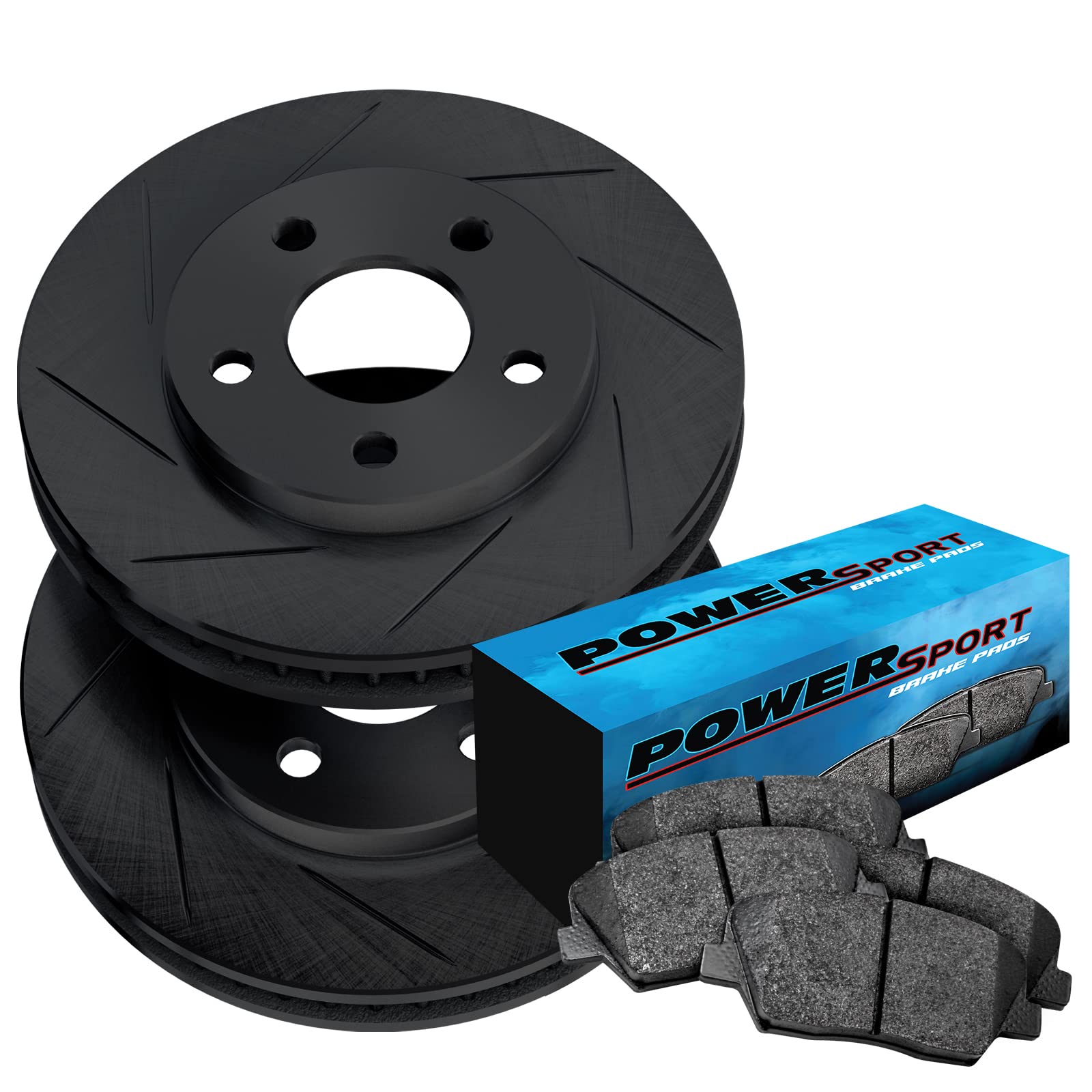 PowerSport Front Brake Pads and Rotors Kit - Semi-Metallic Braking System for 2005-2016 Smart Fortwo | High-Performance Replacement Parts for City Commuting & Urban Driving