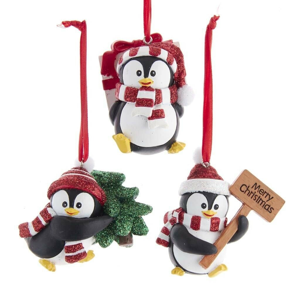 3 Pack Cute Penguin Christmas Ornaments with Hat and Scarf - Festive Holiday Tree Decorations for Xmas, Winter, Home & Office Decor