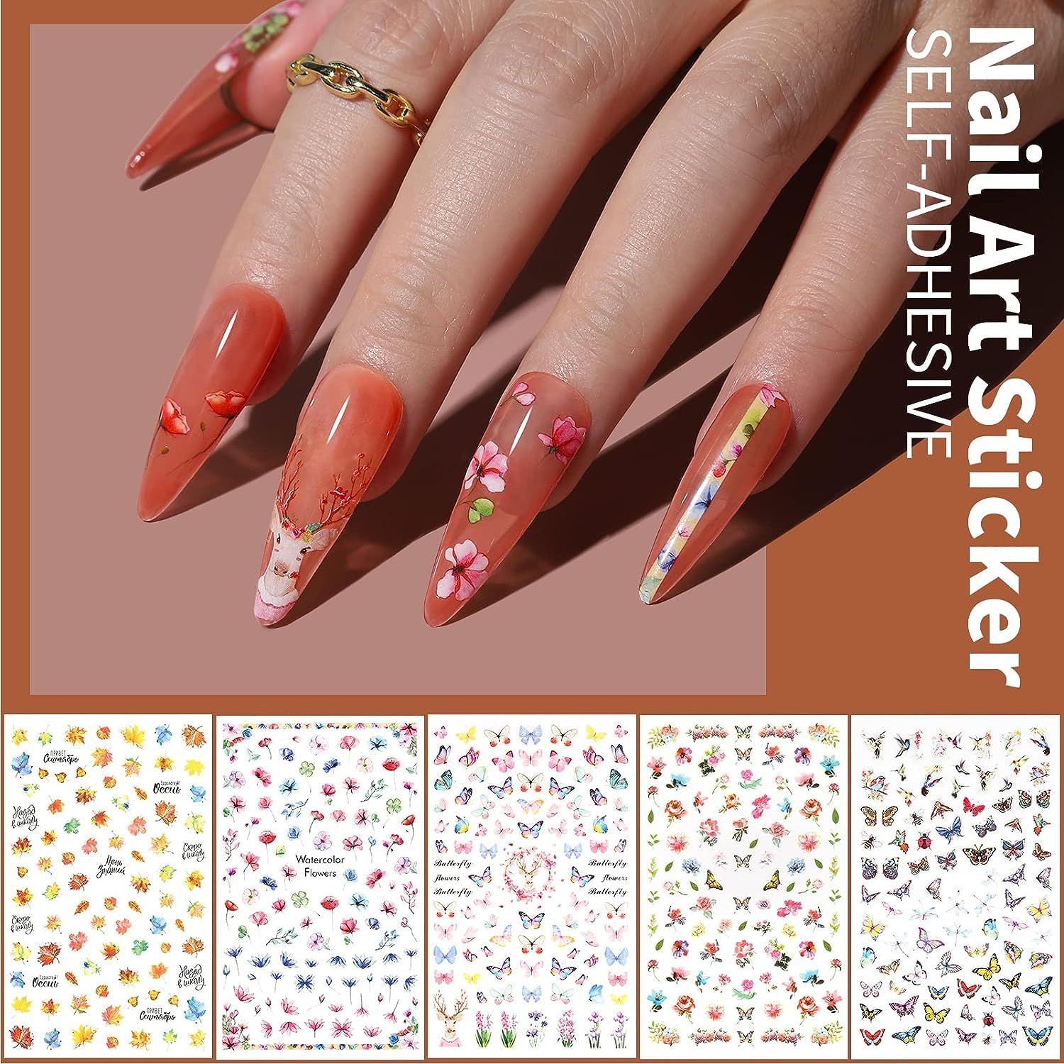 Gleevia Professional Nail Art Brushes Set - Nail Design Kit with Dotting Pens, Stickers, Butterfly Sequins, Foils, Iridescent Flakes & Rhinestones for DIY Manicure - Perfect for Home Salon, Party Nails & Professional Nail Artists (Black)