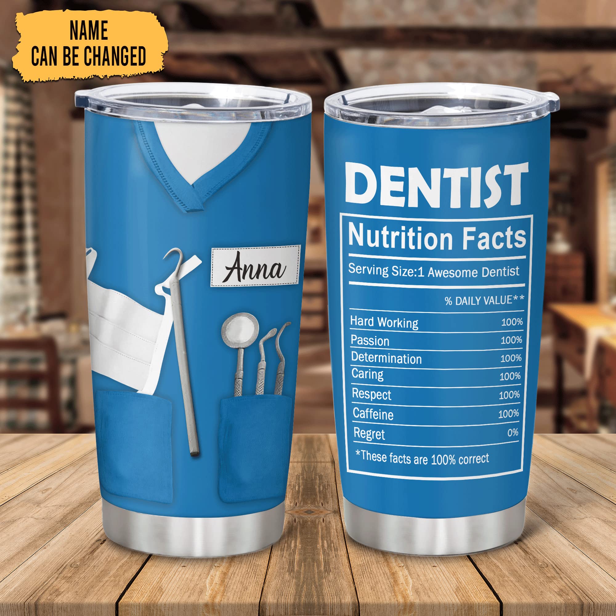 Personalized Dentist Tumbler - Custom Name Stainless Steel 20oz Insulated Cup with Lid - Perfect Gift for Dentists, Dental Hygienists, Men & Women - Birthday, Graduation, Appreciation Present - Ideal for Office, Clinic & Daily Hydration