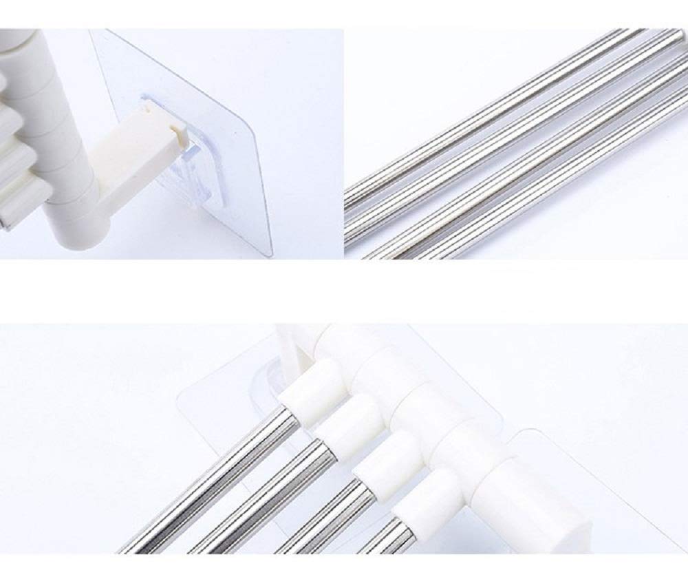 ARRAY Platinum 4-Bar Stainless Steel Folding Towel Rack - Chrome Finish Space-Saving Organizer for Bathroom & Kitchen - Portable Stand with Hangers for Towels, Robes & Clothes (Ideal for Small Spaces & Dorm Rooms)
