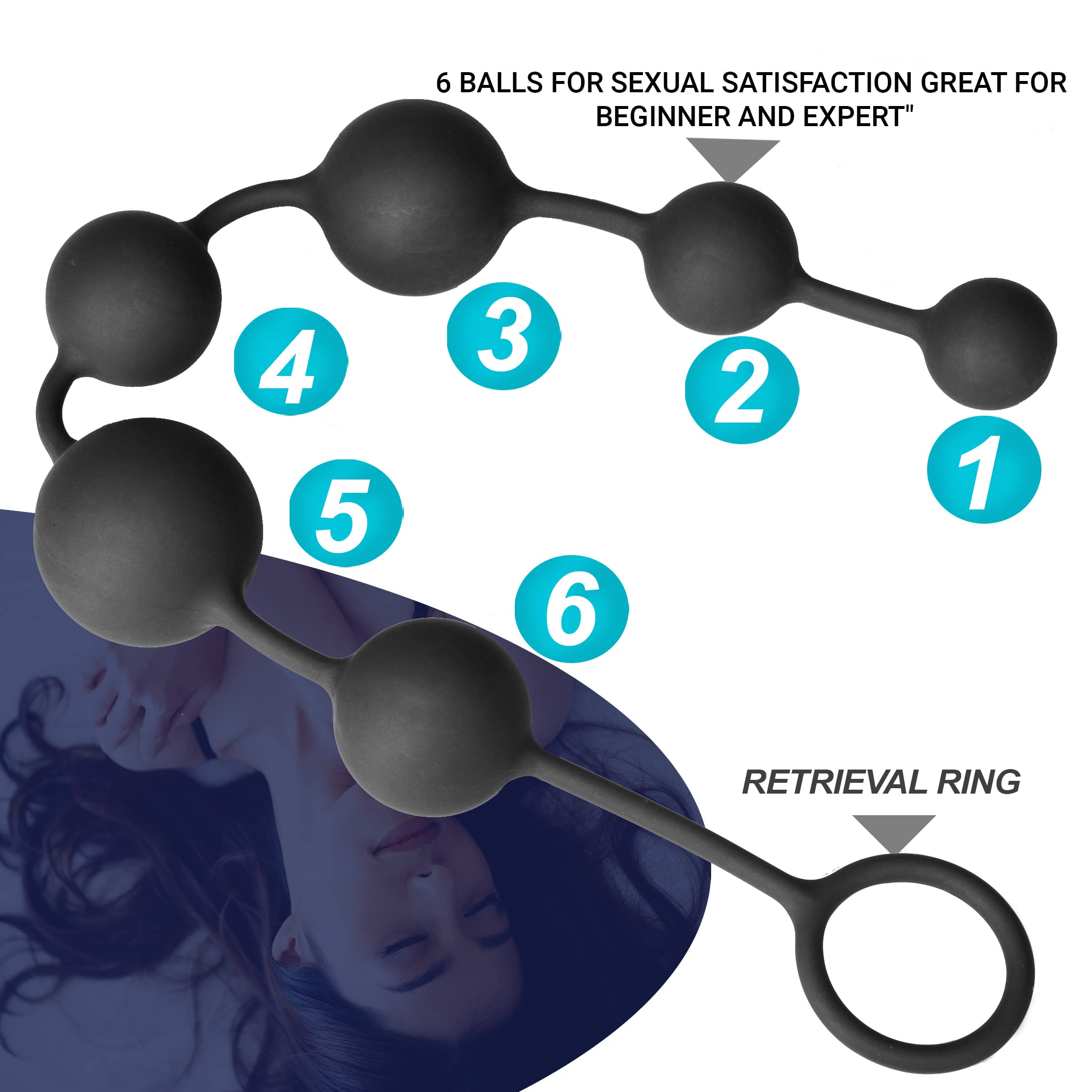 Silicone Anal Beads Butt Plug for Men & Women - Graduated Sizes with Safe Pull Ring - BPA & Phthalate Free Adult Sex Toy - Perfect for Couples Play and Solo Exploration - Easy to Clean Anal Toys for Enhanced Pleasure