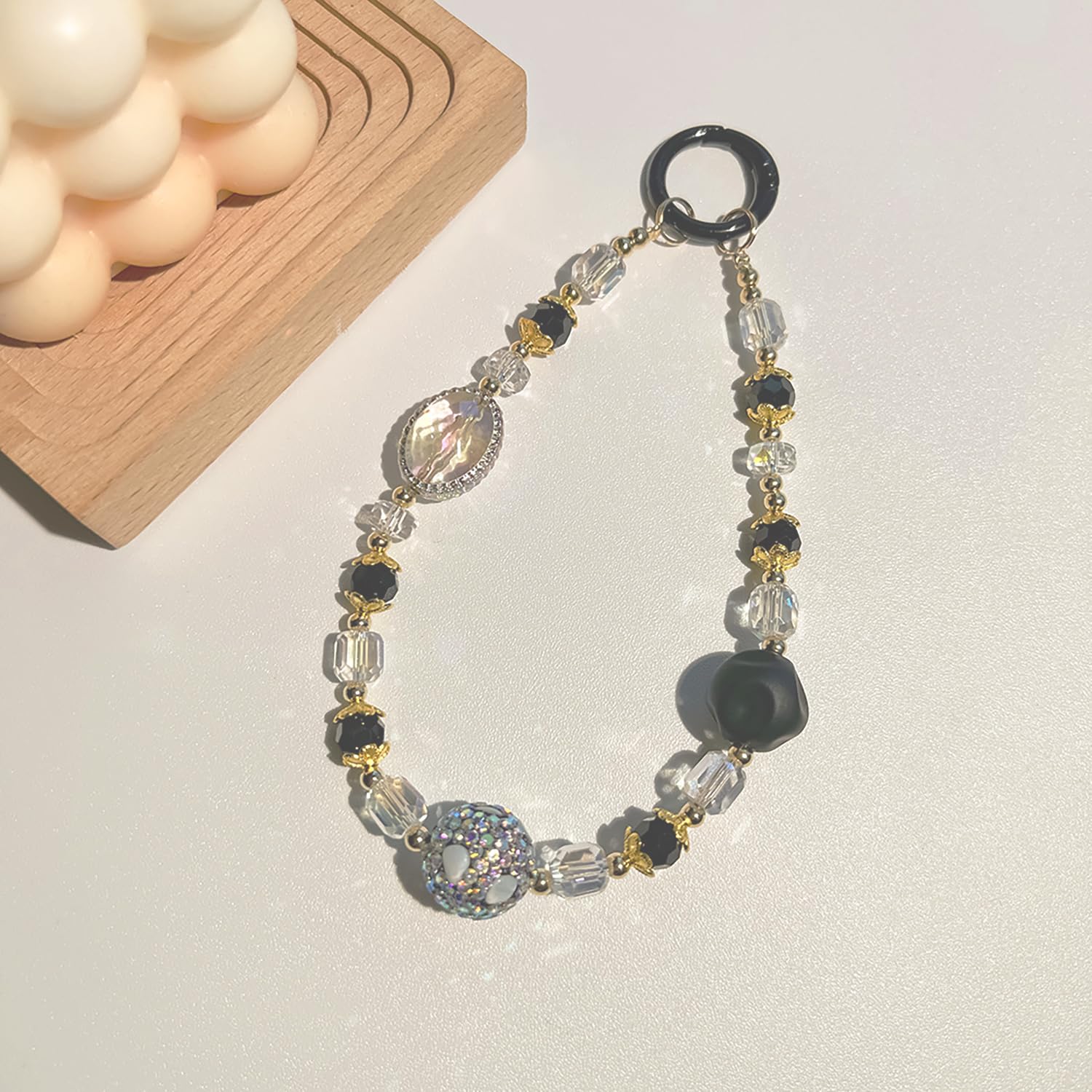 Anti-Loss Phone Wrist Strap with Pearl Beads - Double Chain Phone Lanyard for Smartphones, Keys, Wallet & Camera (Perfect for Travel, Shopping & Outdoor Activities)