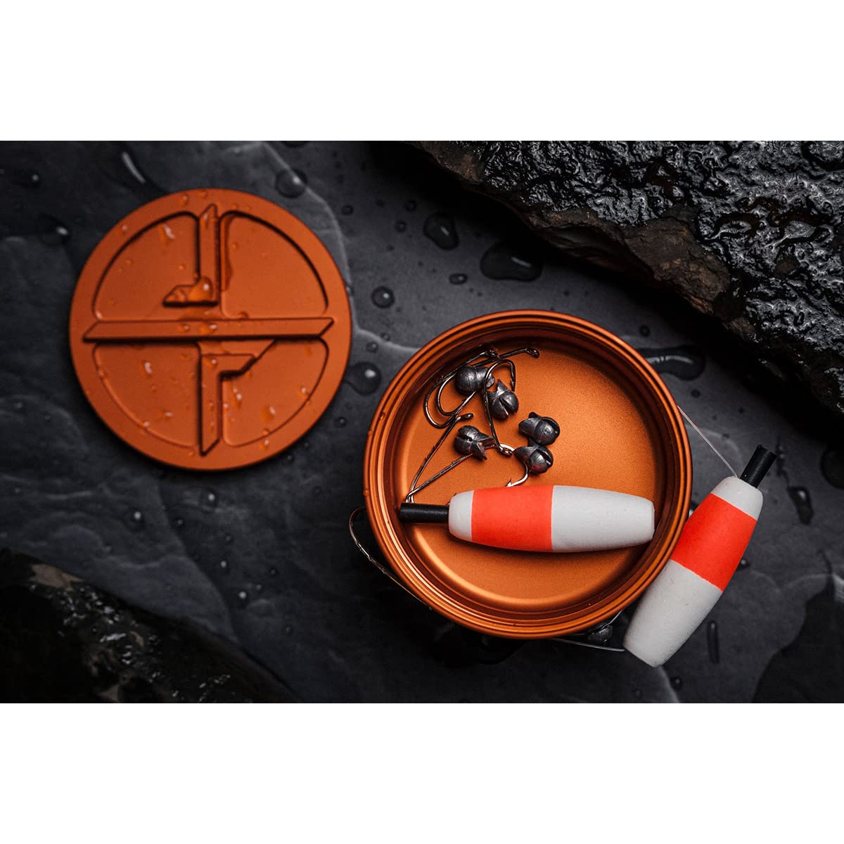 Exotac xREEL Compact Survival Fishing Kit with Tackle Storage - Portable Handline Fishing Gear for Emergency & Outdoor Adventures - Includes 6 Hooks, 6 Split Shot, 2 Floats & TPE Finger Strap for Better Control - Ideal for Camping, Hiking, Bug Out Bags & Survival Situations