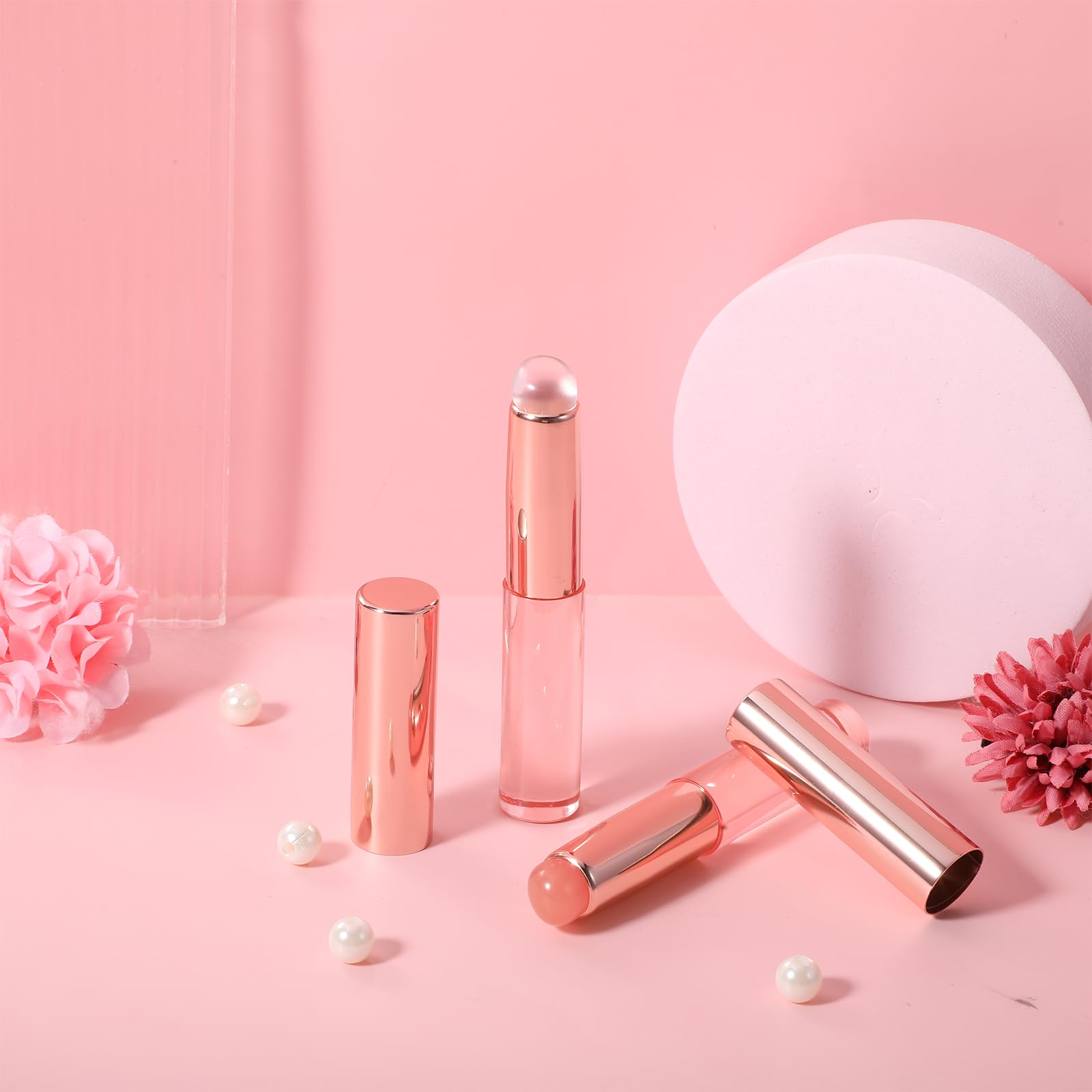4Pcs Silicone Lip Brush Set - Soft Round Head Lip Makeup Brush for Lip Balm, Gloss & Tint Application - Portable Concealer & Exfoliator with Protective Dust Cap - Perfect for Home, Travel & Professional Makeup Kits