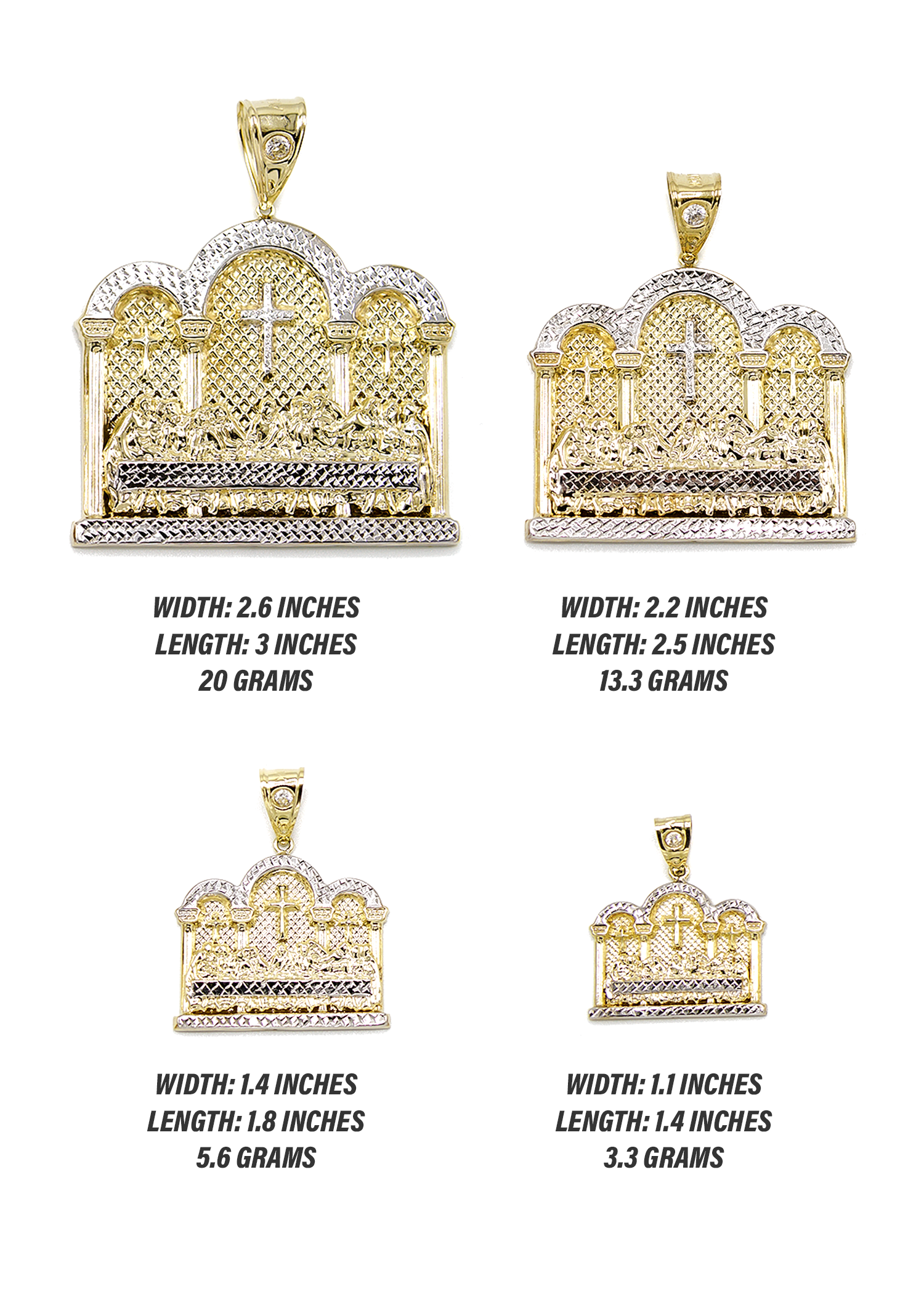 10K Gold Last Supper Religious Pendant Necklace - Customizable Sizes for Men & Women - Perfect for Baptism, Confirmation & Christian Gifts