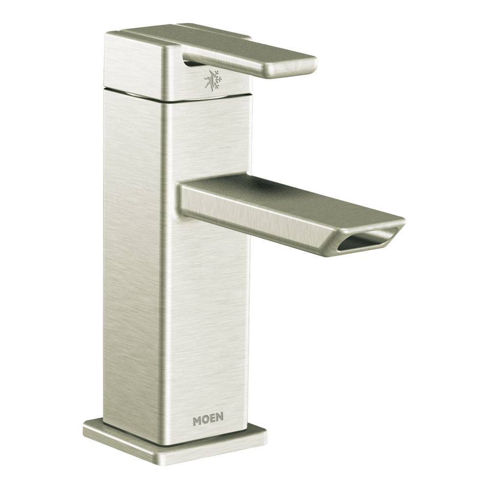Moen S6700BN 90 Degree Single Hole Bathroom Faucet in Brushed Nickel - Perfect for Modern Bathroom Vanities & Powder Rooms