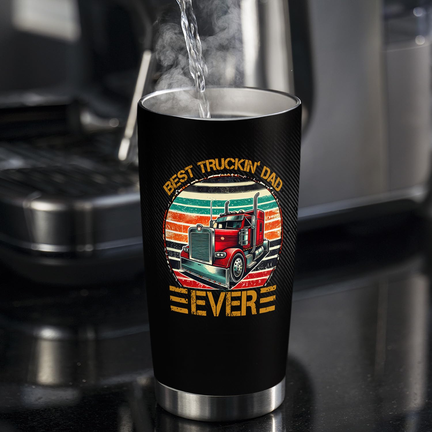 20oz Stainless Steel Vacuum Insulated Travel Coffee Mug - Best Trucker Dad Tumbler with Lid | Double Wall Insulation Keeps Hot/Cold | Perfect Gift for Fathers, Truck Drivers & Coffee Lovers | Great for Road Trips, Work Commutes & Outdoor Adventures