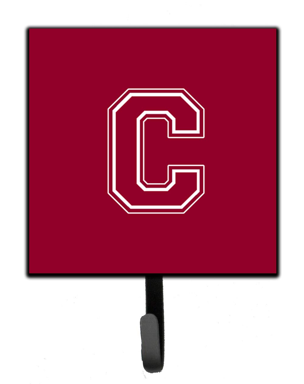 Caroline's Treasures CJ1032-CSH4 Monogram Letter C Leash Holder & Key Hook - Maroon & White, Small, Multicolor | Perfect for Dog Leash Organization & Key Storage at Home Entryway