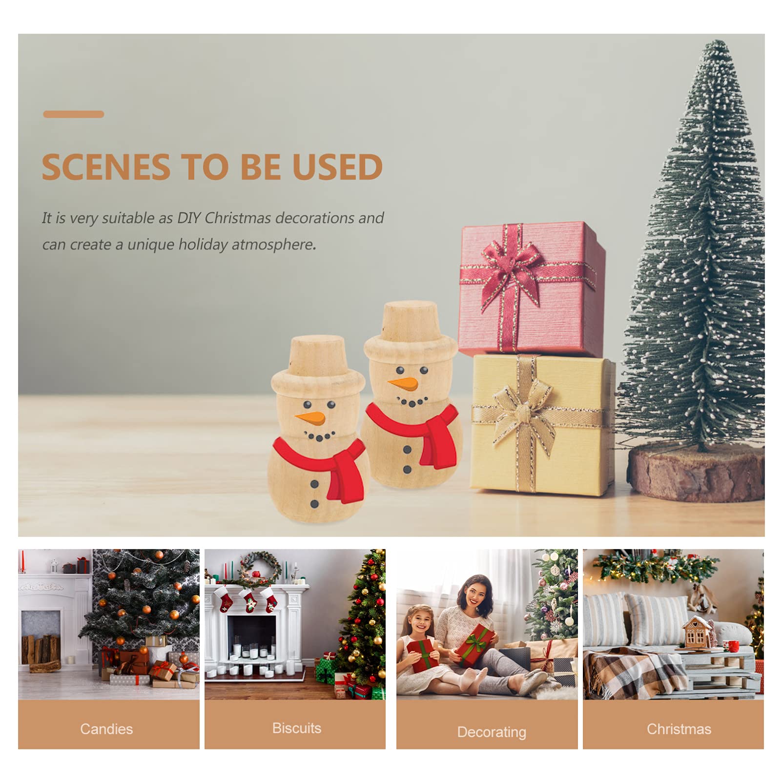 10pcs DIY Wooden Christmas Ornaments - Hand-Painted Snowman Decor for Xmas Tree, Home & Party Decoration - Perfect for Holiday Crafting, Gift Giving & Festive DIY Projects