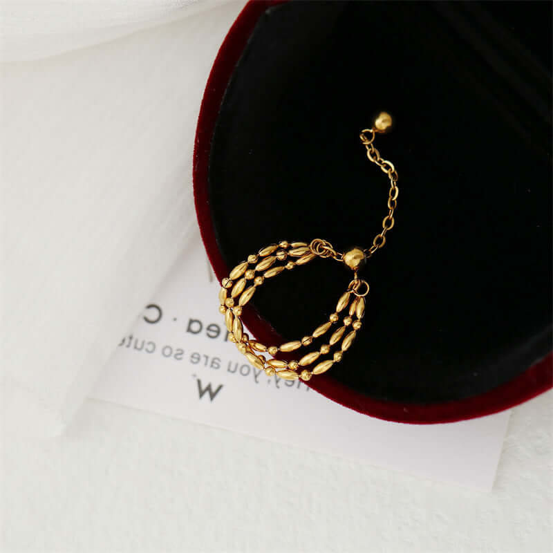 18K Gold Petite Bead Soft Chain Ring Set - Delicate Layered Stackable Rings for Women | Perfect for Everyday Wear, Date Nights & Gift Giving | JZ060