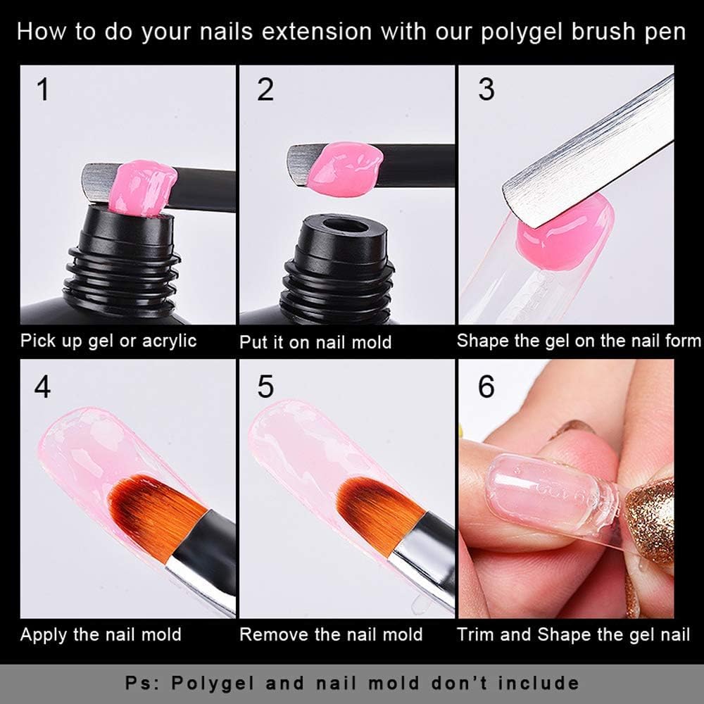 Dual-Ended Poly Gel Nail Brush & Picker - 2 in 1 Stainless Steel Nail Tool for Poly Gel, UV Gel & Acrylic Nails Extension (2-Pack) - Perfect for Salon Professionals & DIY Nail Art at Home