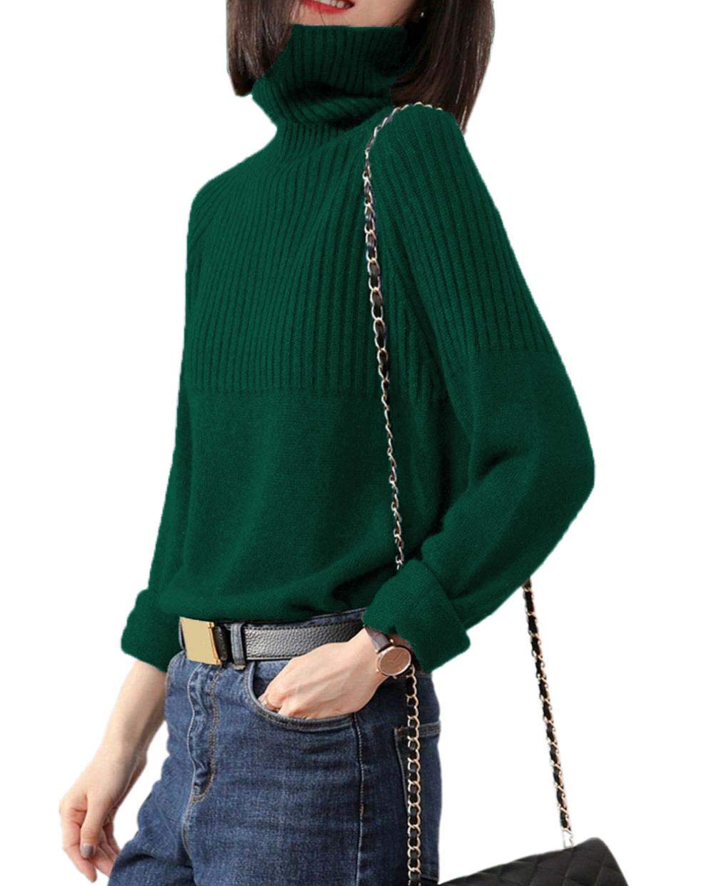 Women's Merino Wool Turtleneck Sweater - Cozy Winter Pullover for Casual Wear