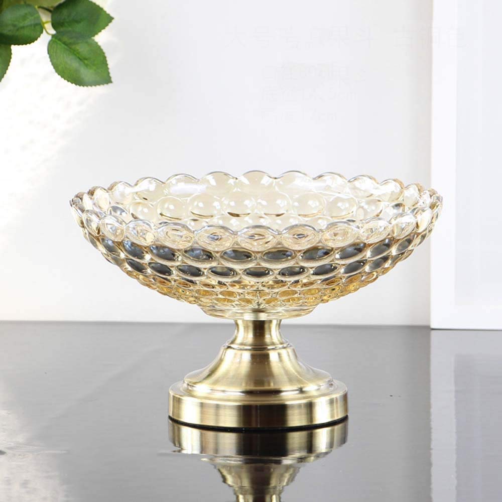 Lead-Free Crystal Glass Fruit Bowl - French Luxury Modern European Style Home Decor for Dining Table & Kitchen Storage (Bronze, Size S) | Elegant Centerpiece for Parties & Everyday Use