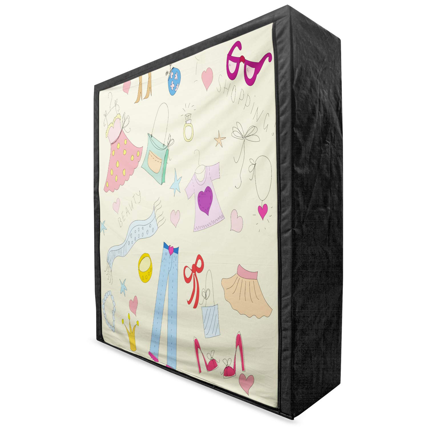 Ambesonne Portable Fabric Wardrobe with Shelves - 59