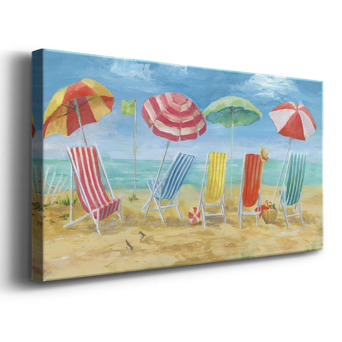 Abstract Wall Art Canvas - Animals, Flowers, Coastal & Geometric Designs with Motivational Quotes | Ready to Hang Home Decor | Perfect for Living Room, Bedroom or Office | Bright Beach Chairs 8X16