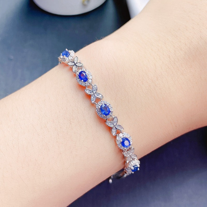 FME B160 Sapphire Chain Bracelet - Elegant Gemini Birthstone Jewelry for Women | Perfect Gift for Birthday, Anniversary & Special Occasions