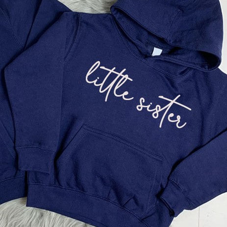 Big Brother Little Sister Matching Script Hoodies - MRK X - Cute Sibling Outfits for Family Photos & Special Occasions