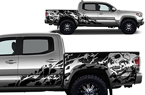2PCS Premium Vinyl Car Stickers - Skull Stripes Sport Styling Decals for Cars, SUVs, RVs | Durable, Waterproof, Easy to Apply | Perfect for Customizing Vehicles & Adding Personality