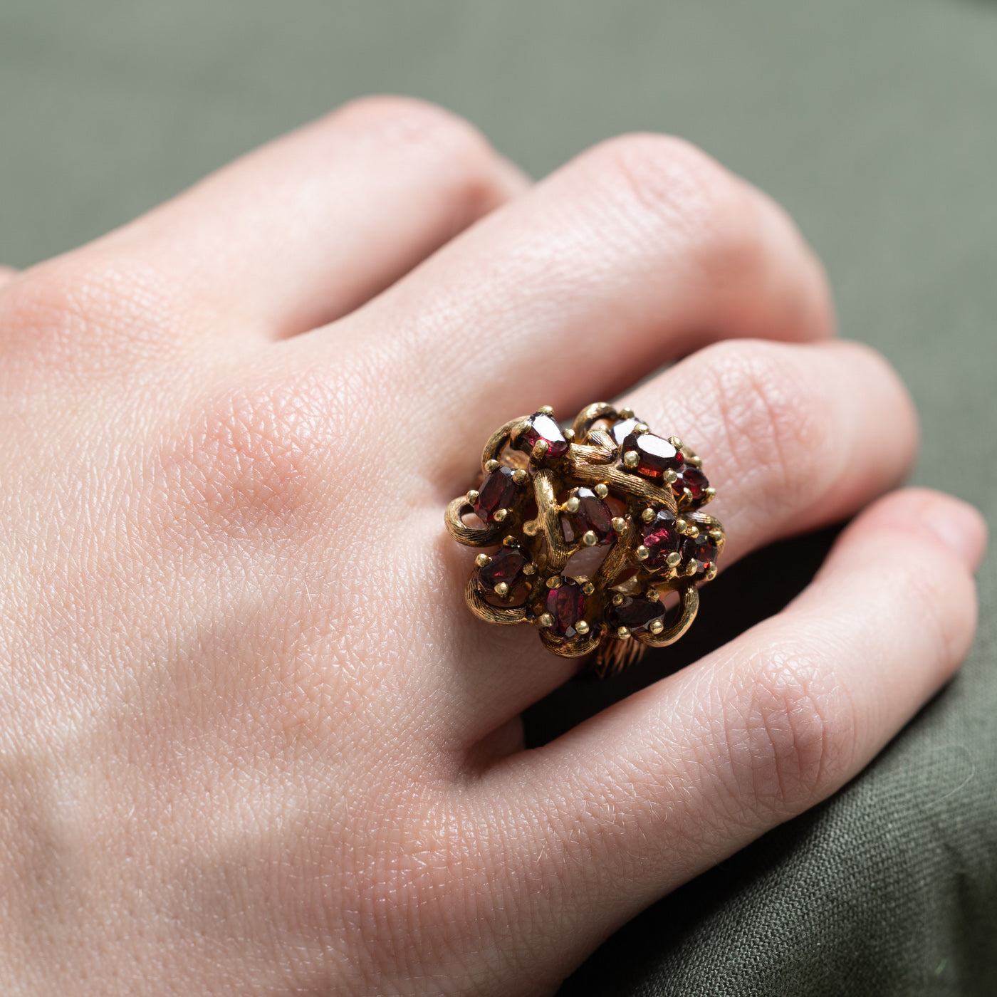Garnet Cluster Cocktail Ring - 2.50 Carat Total Weight (CTW) - Size 6.25 - Elegant Statement Jewelry for Parties, Weddings & Special Occasions