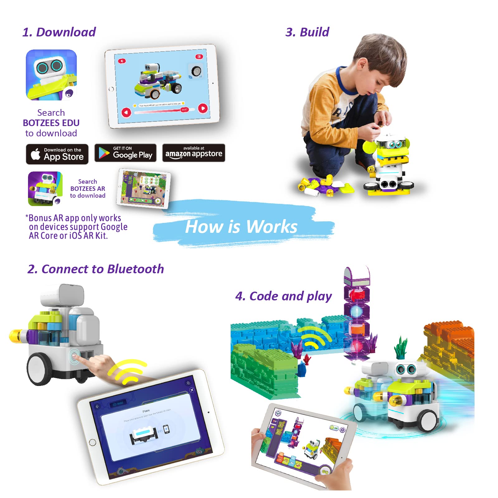BOTZEES Classic Plus Coding Robots for Kids - Remote Control STEM Learning Toy, 8-in-1 Programmable Robot with AR Technology for Ages 4+ | Compatible with iOS, Android & Kindle Fire | Perfect for Homeschooling, Classroom Activities & Birthday Gifts
