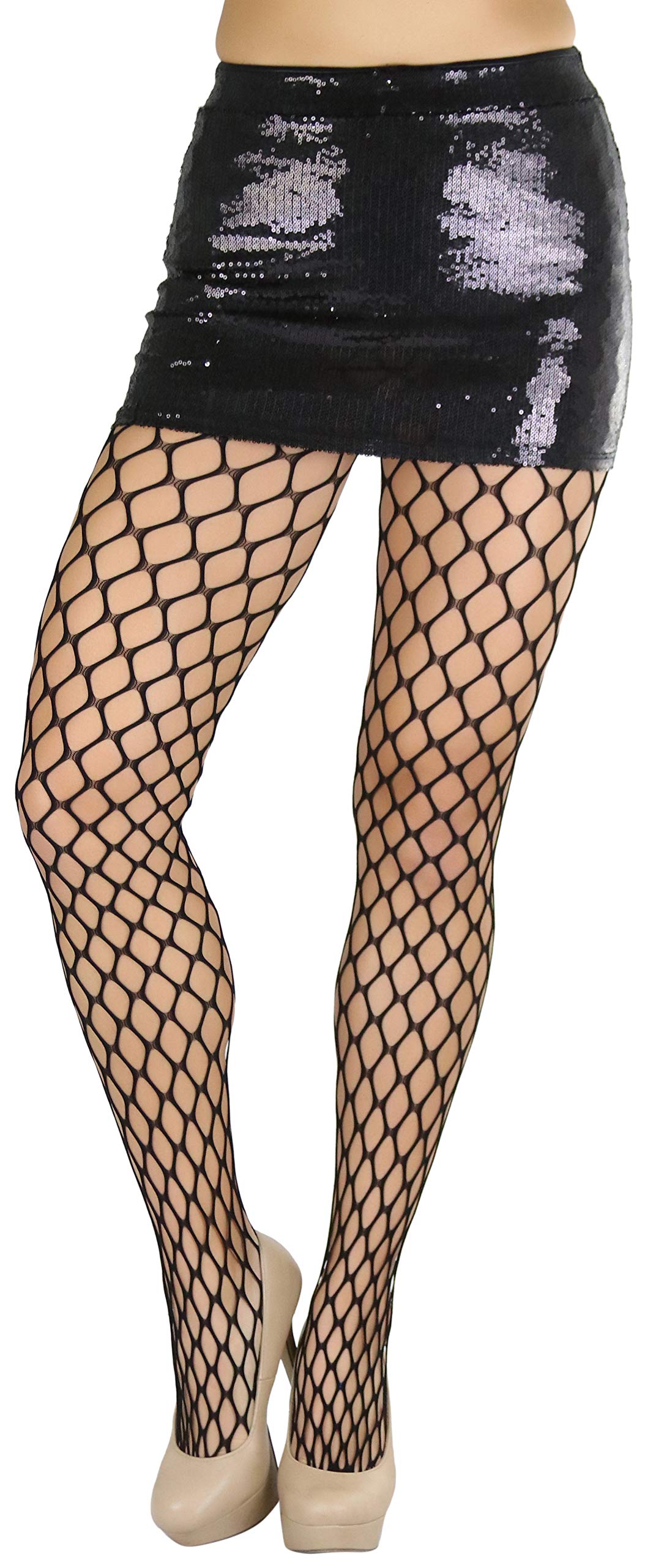 ToBeInStyle Women's Large Mesh Diamond Pattern Pantyhose Stockings - Sexy Sheer Tights for Party, Cosplay & Evening Wear