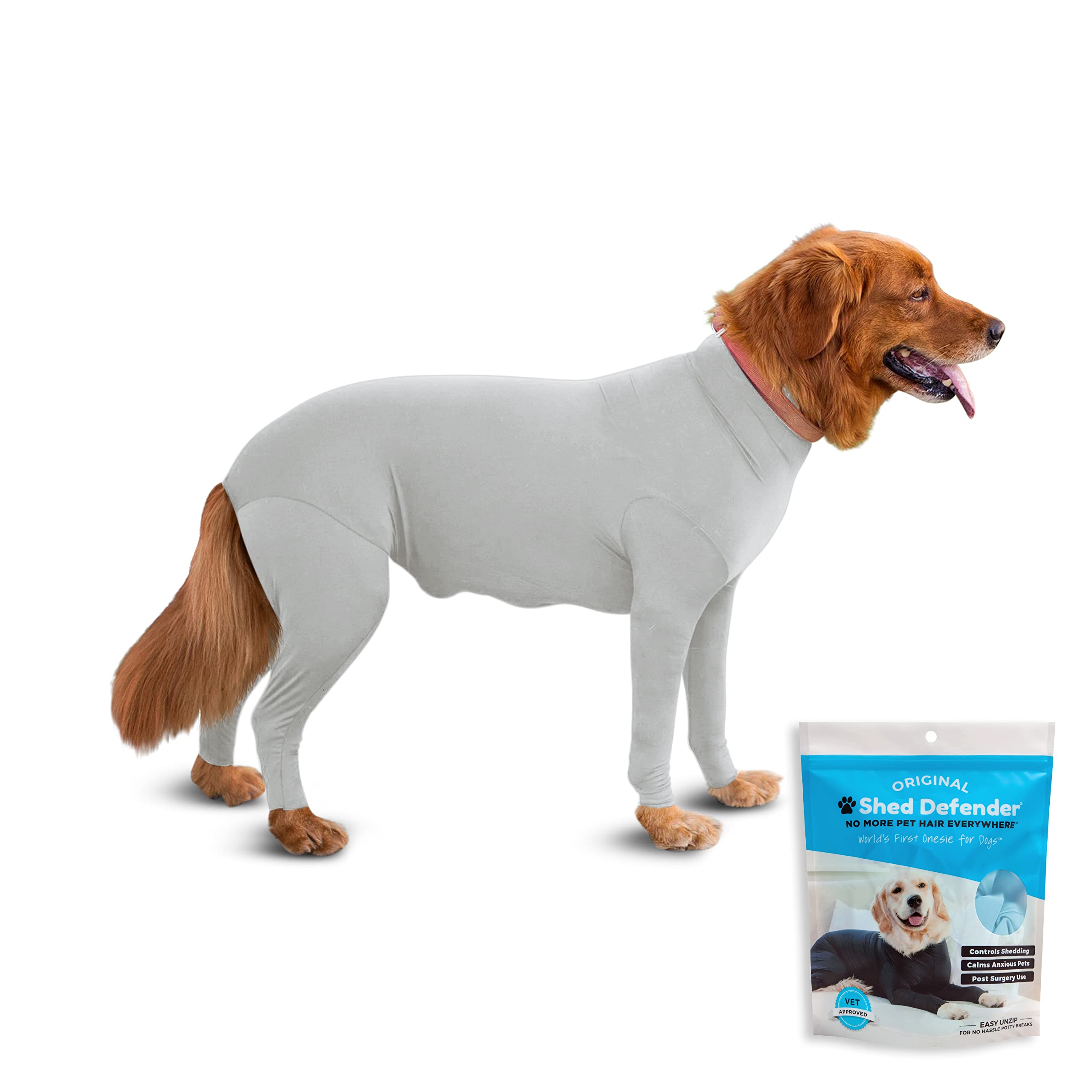 Shed Defender Original Dog Onesie - Shark Tank Featured, Anti-Shedding Dog Bodysuit, USA Designed Pet Recovery Suit for Post-Surgery, Anxiety Relief & Hot Spot Protection - Vet Approved for Dogs | Perfect for Grooming, Travel & Allergy Season