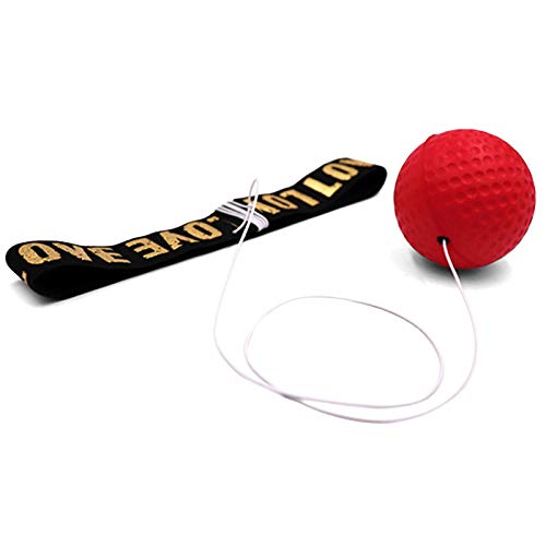 ALLOMN Head-Mounted Boxing Reflex Ball Training Set - Improve Hand-Eye Coordination & Reaction Speed - Red - Perfect for Boxing Training, Martial Arts Practice & Reflex Development