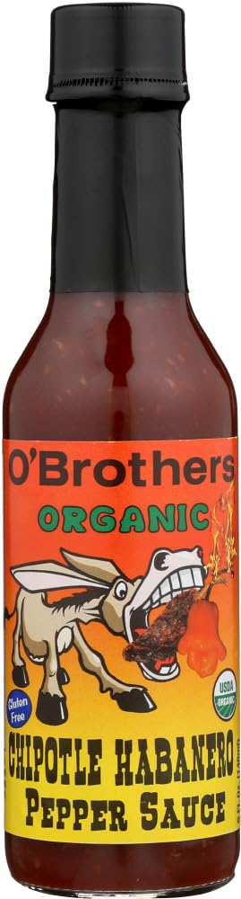 O BROTHERS Organic Chipotle Habanero Hot Sauce - 5 Oz Bottle | Gluten-Free, Vegan & Non-GMO | Perfect for Tacos, Wings & Grilling