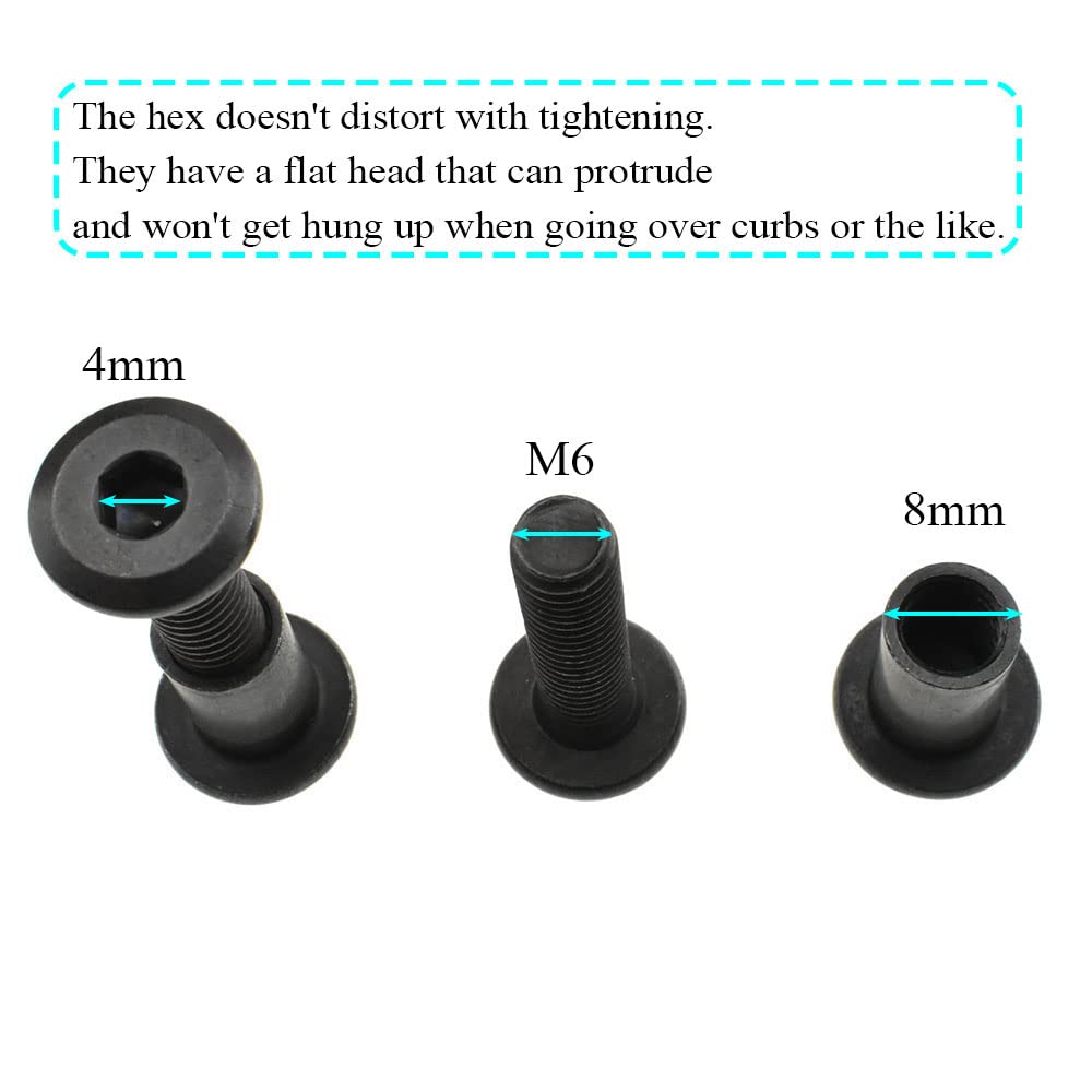 M6x25mm Black Carbon Steel Screw Post Fit Baby Crib Fastener - 12 Sets for Bookcase & Furniture Assembly