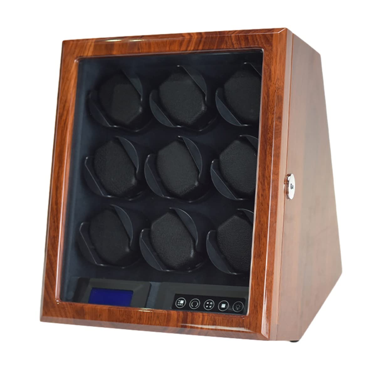 Automatic Watch Winder Box with LED Backlight & LCD Touchscreen - 9 Watch Capacity, Ultra Quiet Japanese Motor for Men & Women - Perfect for Watch Collections, Display Cabinets & Nightstand Storage