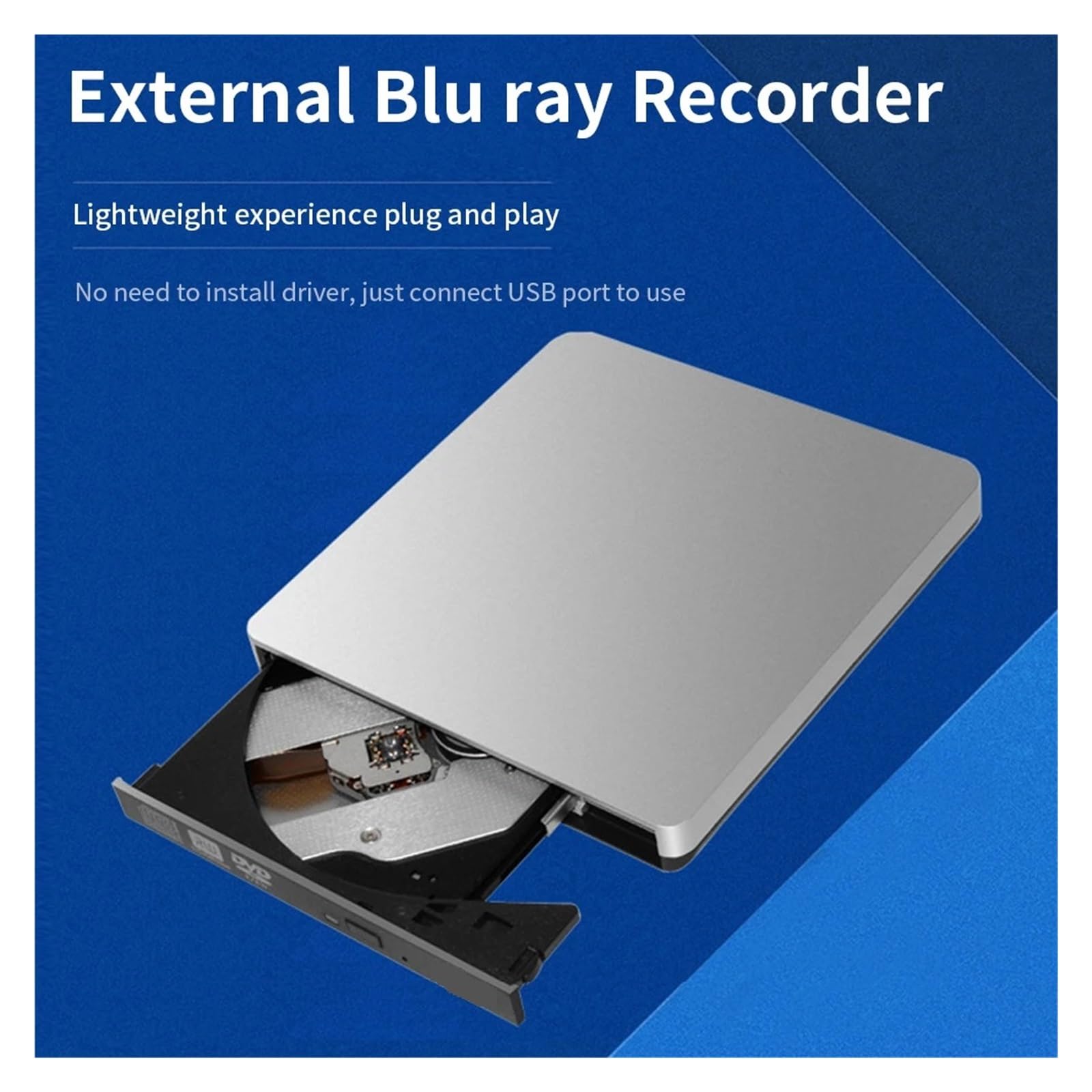 4K Blu-Ray External Optical Drive USB 3.0 - Ultra HD Blu-Ray Burner DVD/CD Writer Reader for PC & Laptop - Perfect for Home Theater, Movie Collection & Data Backup