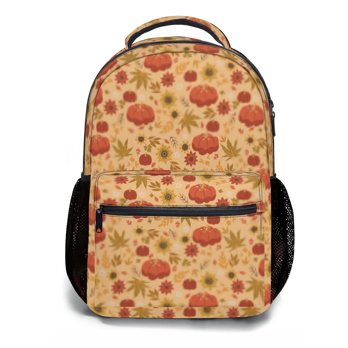 17 Inch Lightweight Laptop Backpack for Work Travel & School - Autumn Pumpkin Fall Leaves Design - Durable College Bookbag for Men Women Teens - Perfect for Office, Commuting & Outdoor Activities