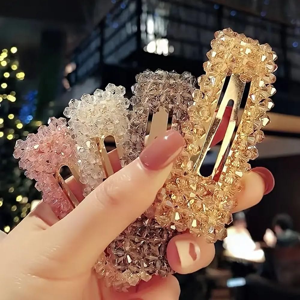 Ashkash 2Pcs Stylish Beaded Hair Clips for Women, Brides & Teens - Snap-On Design for Easy Hair Styling | Perfect for Weddings, Parties & Everyday Wear