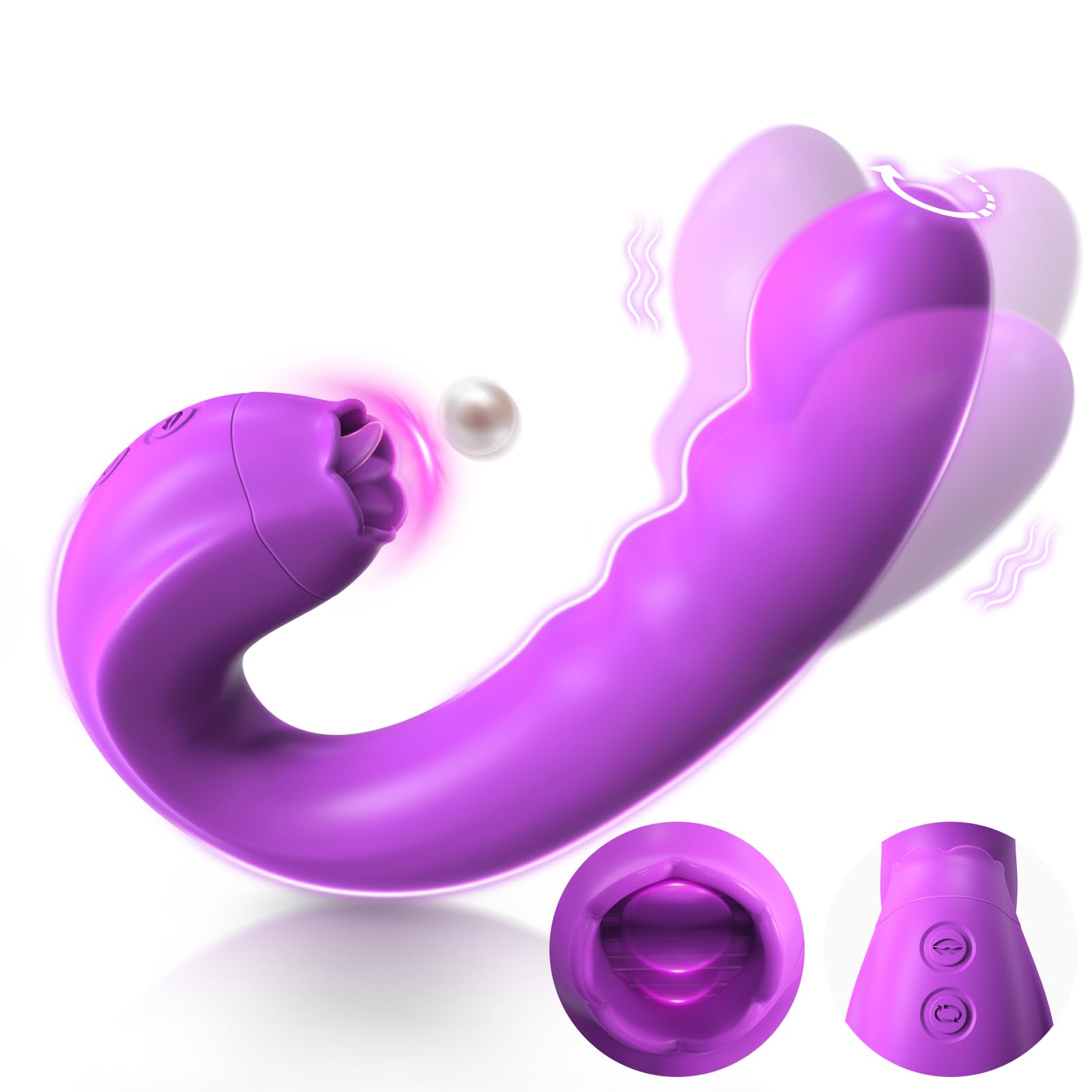 10-Speed Clitoral & G-Spot Vibrator with Rotating Tongue - 3-in-1 Rechargeable Adult Toy for Women & Couples | Waterproof Sex Toy for Solo Play, Foreplay & Couples Intimacy