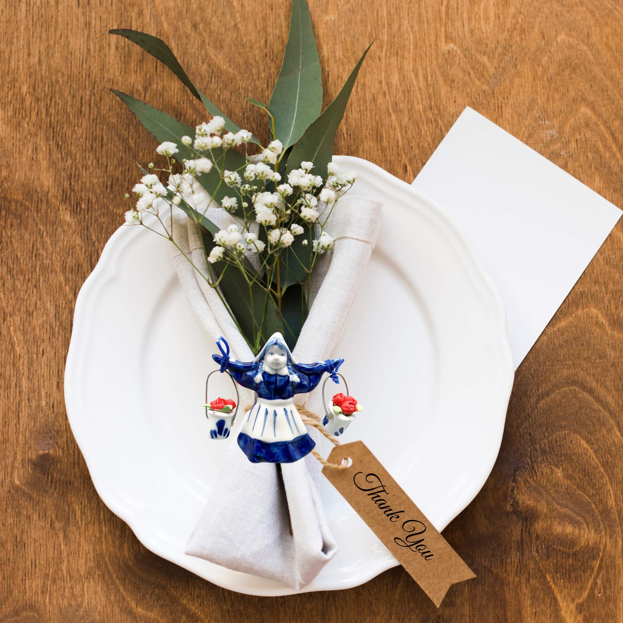 Dutch Delft Girl with Tulips Magnet - Traditional Blue Ceramic Souvenir Gift from Netherlands - Perfect for Fridge, Office Decor & Travel Memories