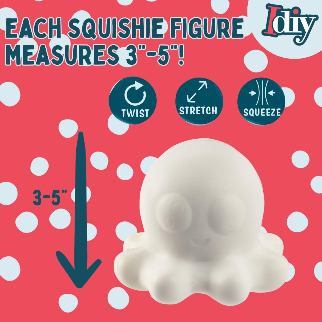 DIY Party Craft Kit - Jumbo Ocean Pals Squishies (8 Unique Sea Animals) - White Kawaii Scented Slow Rising Squishy Toys with Paint for Stress Relief - Perfect for Kids Classroom Activities, Birthday Gifts & Sensory Play (4