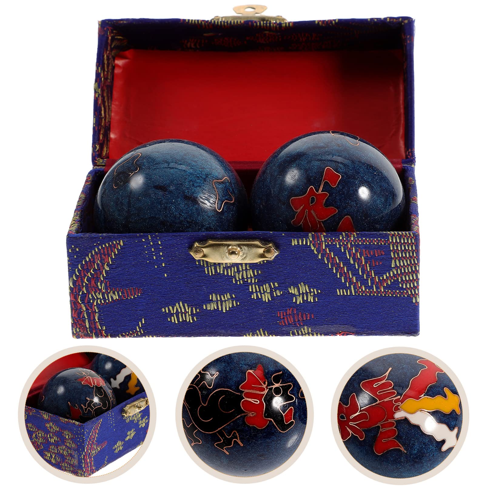 Exercise Massage Fitness Balls for Injury Recovery & Stress Relief - Baoding Meditation Therapy Balls for Hand Massage (Blue) | Perfect for Yoga, Office Relaxation & Physical Therapy
